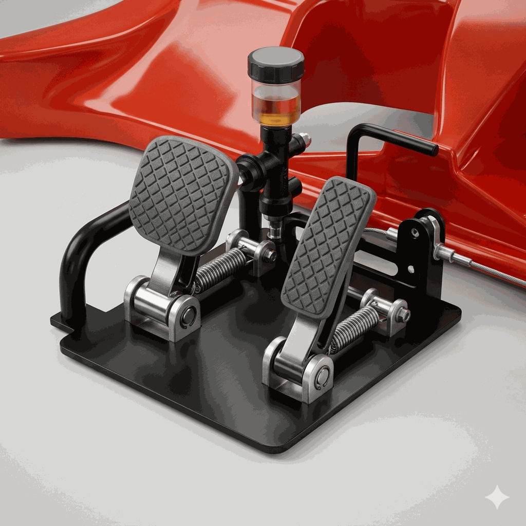 Pedalier de aluminio ajustable para kart de alquiler